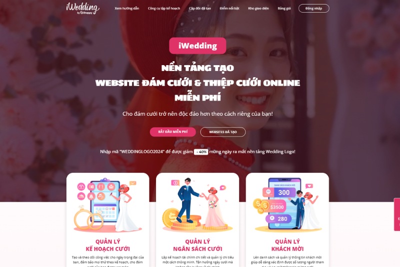 iWedding là nền tảng tạo website đám cưới và thiệp cưới online