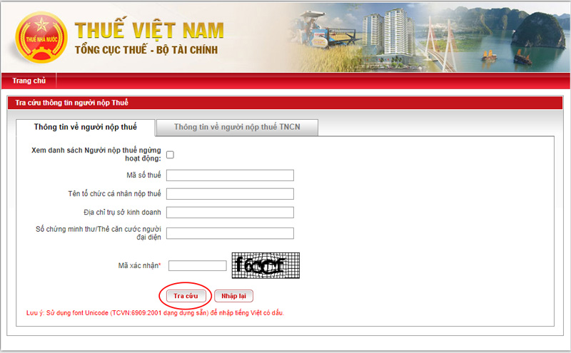 Nhấn nút tra cứu để xem thông tin thuế cá nhân