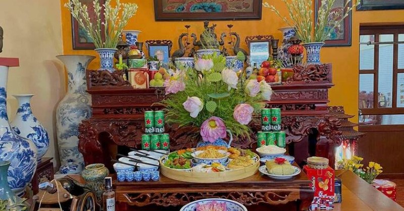 Trabg trí bàn thờ Tết ông bà