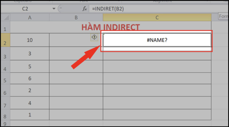Lỗi #NAME? khi nhập hàm INDIRECT