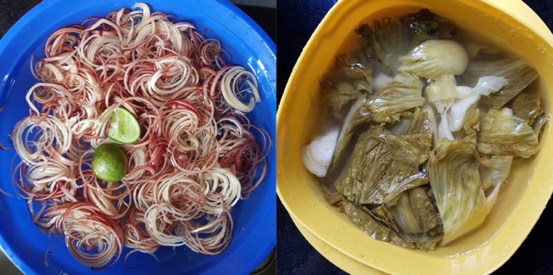 Sơ chế dưa cải chua chuẩn bị nấu cá chép om dưa