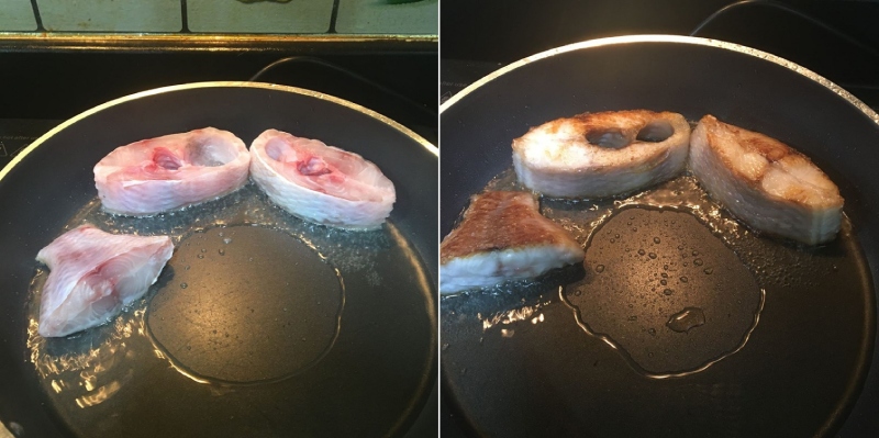 Chiên cá diêu hồng cho vàng hai mặt