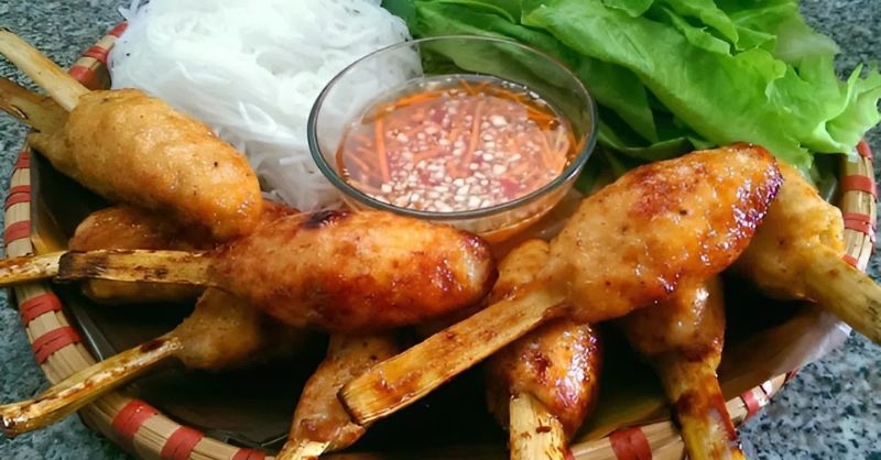 Món chạo tôm nướng mía vàng ươm