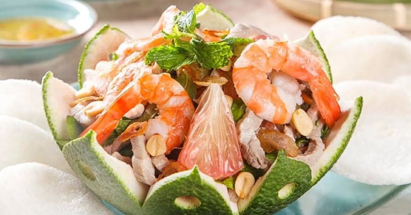 Cách làm gỏi bưởi tôm thịt chua cay