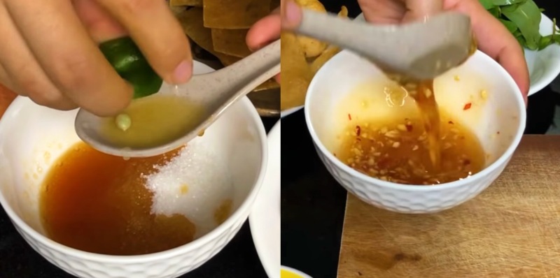 Pha nước trộn gỏi bưởi tôm thịt