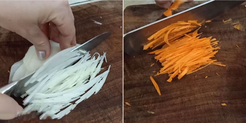 Thái sợi su hào và cà rốt
