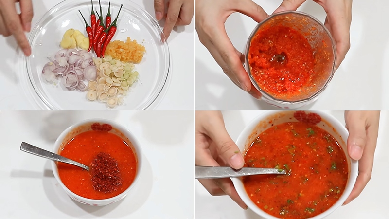 Xay hỗn hợp ớt, tỏi, sả