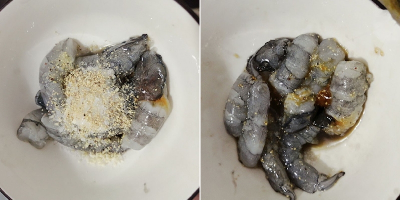 Ướp tôm với gia vị