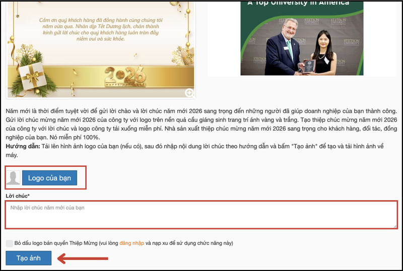 Tải logo và nội dung để thêm vào thiệp