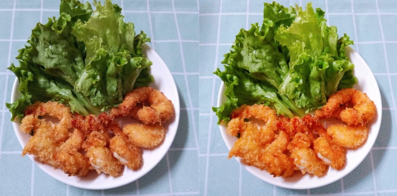 Tôm chiên dừa ăn kèm xà lách, thích hợp dùng làm món khai vị