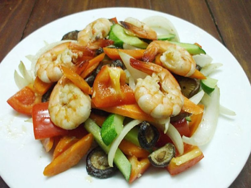 Thành phẩm tôm nõn xào nấm hương