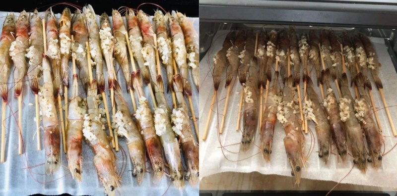 Công đoạn nướng tôm bơ tỏi