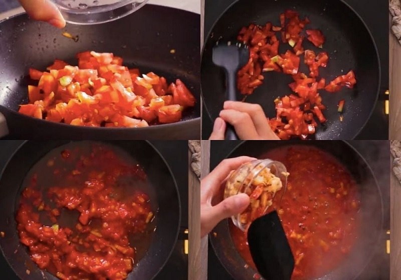 Công đoạn chế biến tôm sốt cà chua