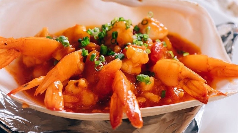 Thành phẩm món tôm xào cà chua