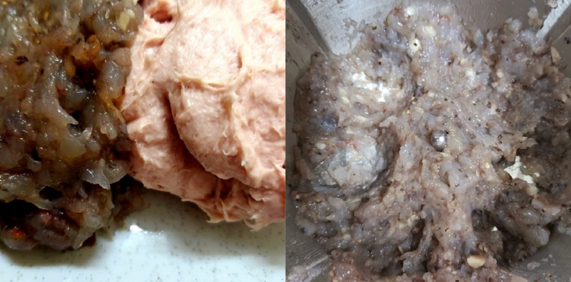 Giò sống trộn với tôm xay nhuyễn