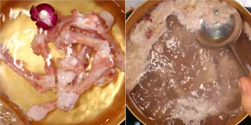 Ninh xương gà lấy nước dùng