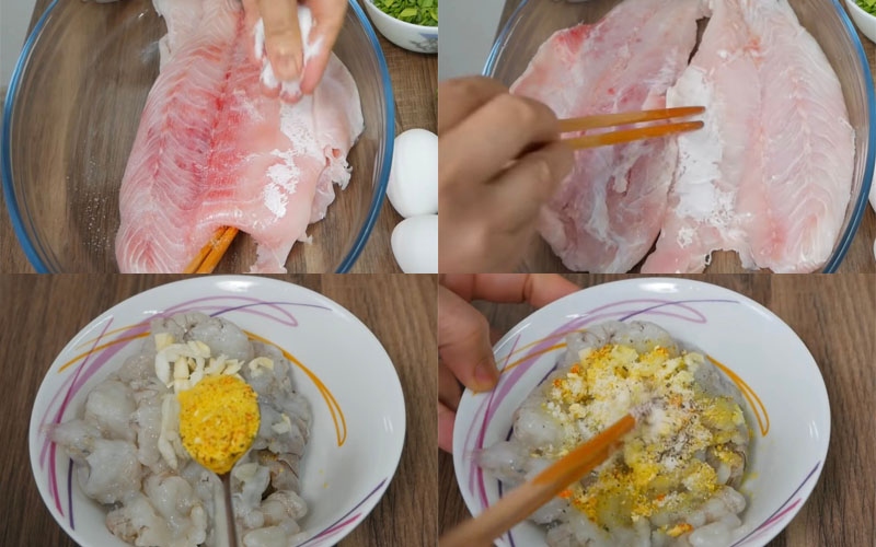 Ướp cá lóc và tôm