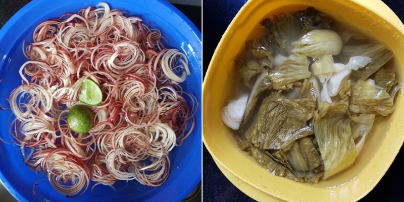 Bào hoa chuối và ngâm dưa chua