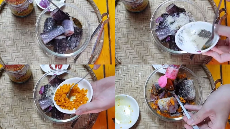 Ướp cá lóc với nghệ, ớt và nước mắm