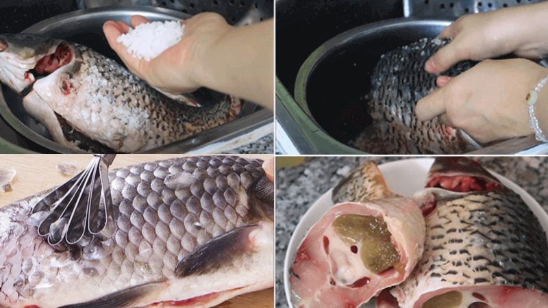 Công đoạn sơ chế cá chép