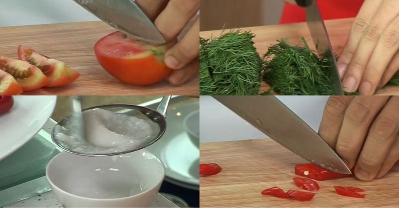 Công doạn sơ chế nguyên liệu làm canh riêu cá chép