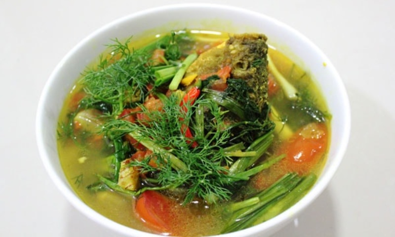 Thành phẩm canh riêu cá chép thanh đạm