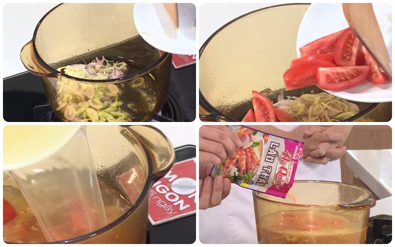 Nấu nước lẩu cá khoai với cà chua và gia vị