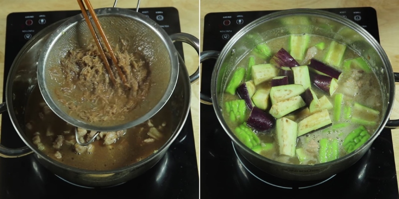 Lọc nước mắm cá lấy nước cốt