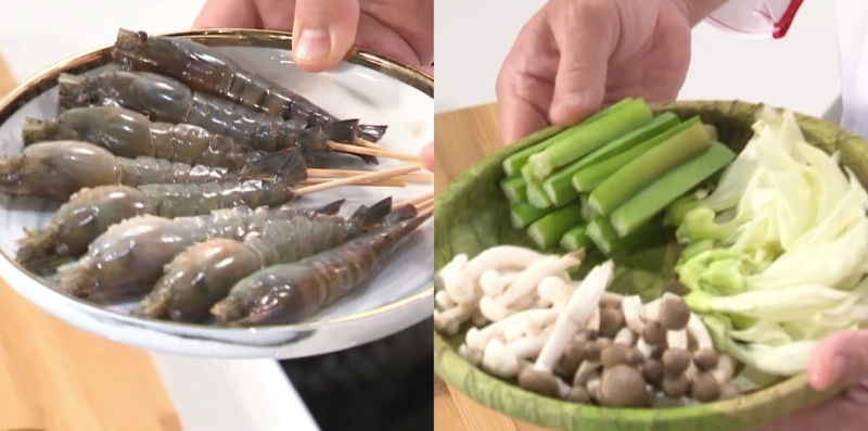 Sơ chế nguyên liệu làm lẩu tôm càng chua cay