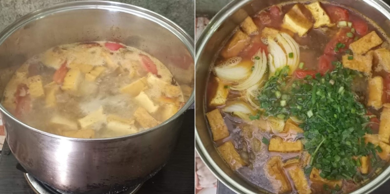 Nấu nước mì Quảng cá lóc với đậu hũ và hành