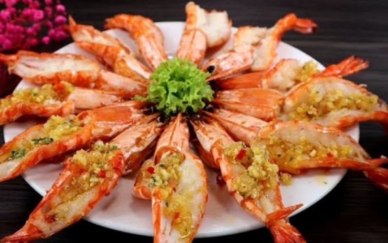 Thành phẩm tôm sốt bơ nướng bằng lò nướng