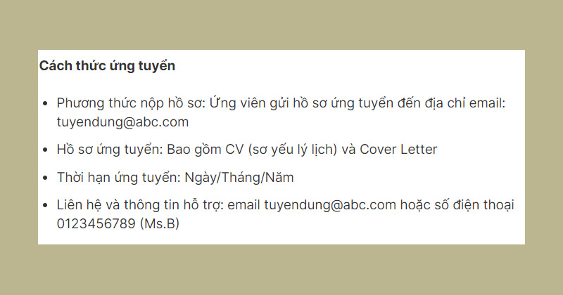 Cách thức ứng tuyển/ Địa chỉ nộp hồ sơ