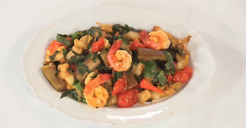 Thành phẩm món cà tím xào tôm