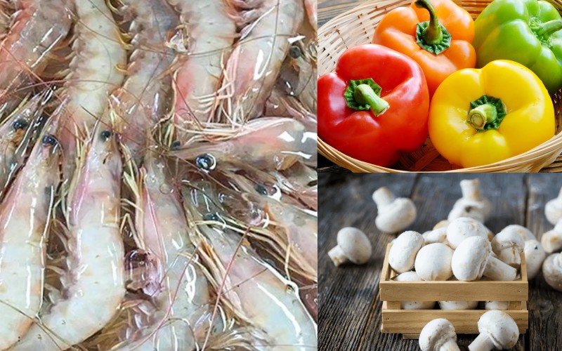 Các nguyên liệu tươi ngon để làm món ớt chuông xào tôm
