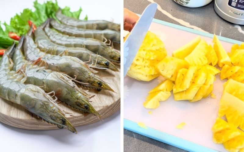 Tôm và dứa tươi