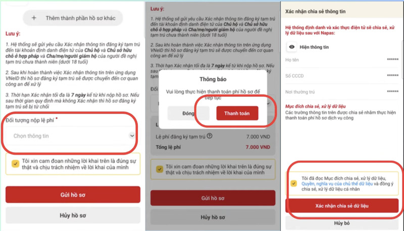 Xác nhận và thanh toán lệ phí