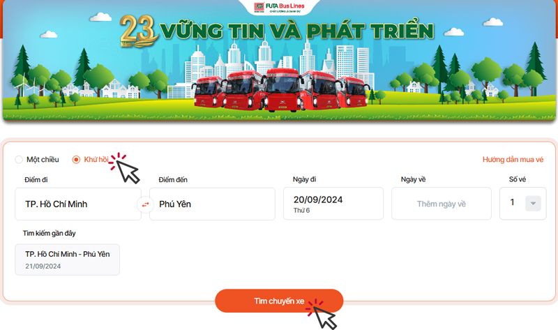 Chọn loại vé khứ hồi 