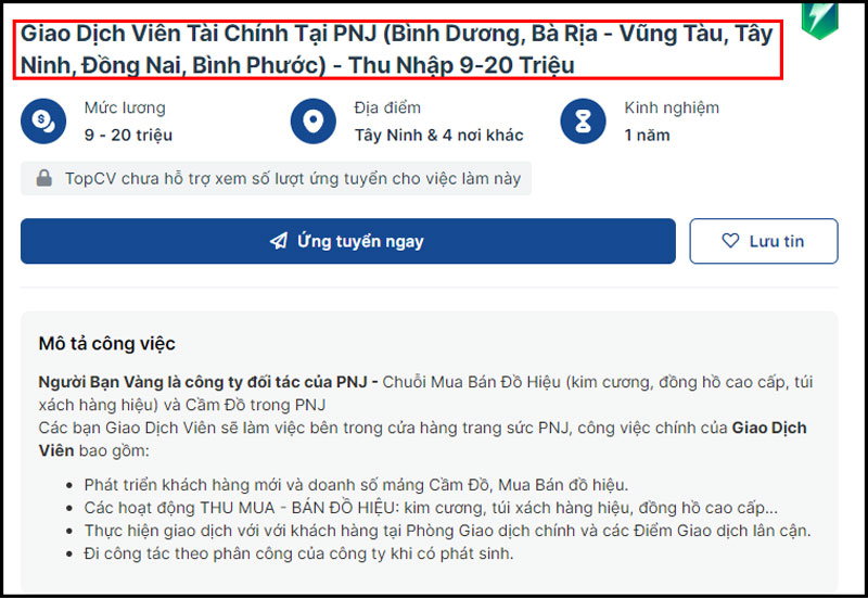 Cung cấp đầy đủ thông tin về chức danh