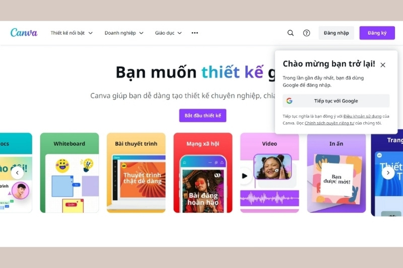 Đăng nhập tài khoản Canva