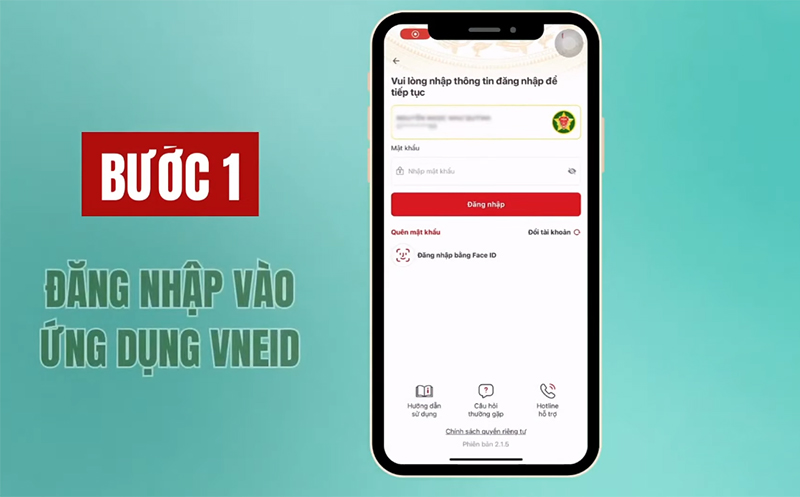 Đăng nhập vào tài khoản của bạn trên ứng dụng VNeID