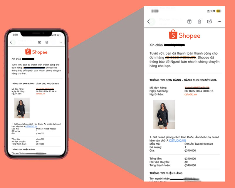 Dễ dàng theo dõi đơn hàng qua email