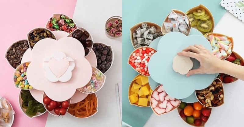 Mẫu khay bánh kẹo hình hoa nhiều tầng