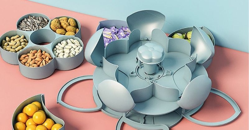 Mẫu khay nhựa đựng mứt hình đóa hoa sen