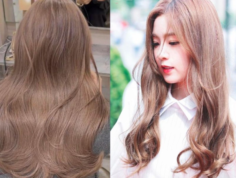 Kiểu tóc xoăn nhuộm nâu hạt dẻ