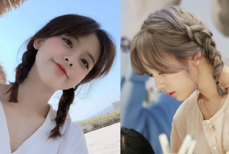 Tóc tết hai bên mái bay dễ thương