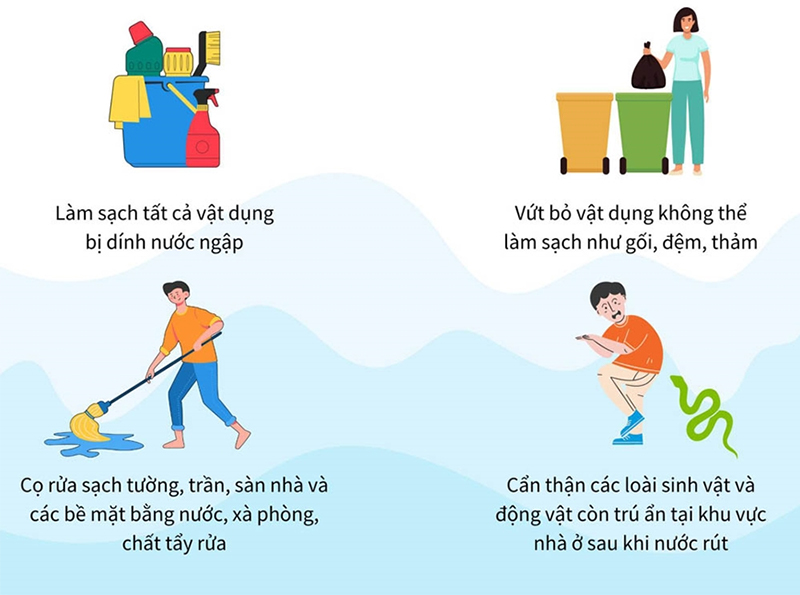 Kinh nghiệm dọn lụt sau khi nước rút