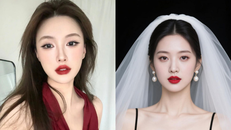 Layout makeup Tết tone đỏ