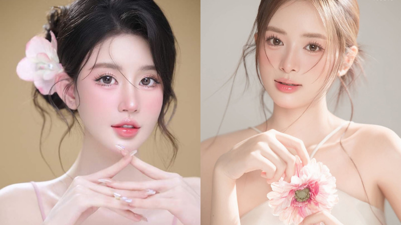 Makeup Tết tone hồng pastel