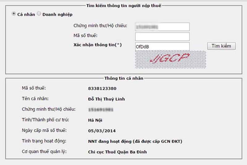 Mã số thuế cá nhân