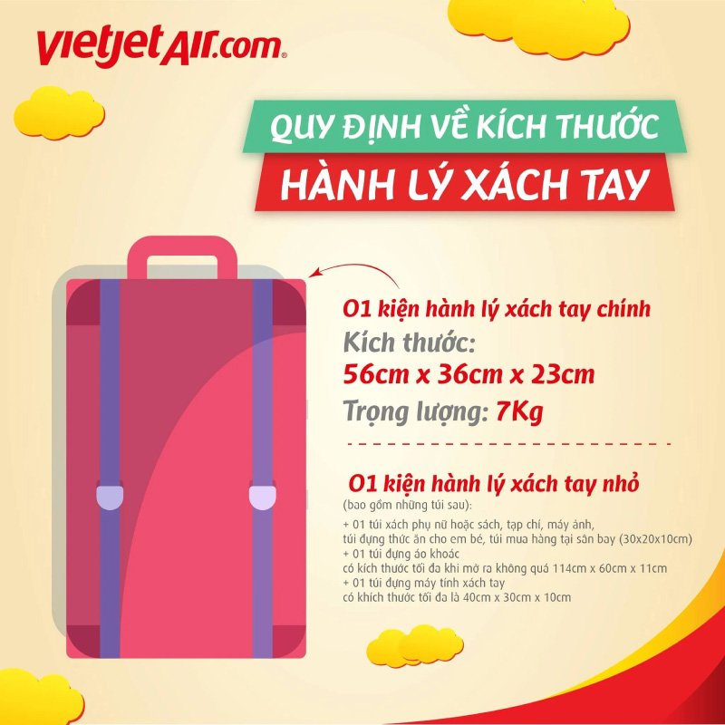 Quy định hành lý xách tay của hãng Vietjet Air